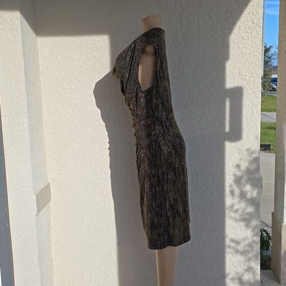 BRAND NEW ANNE KLEIN DRAPERS NECK SEQUINS EMBELLISHED KNEE-LENGTH DRESS - Picture 9 of 12